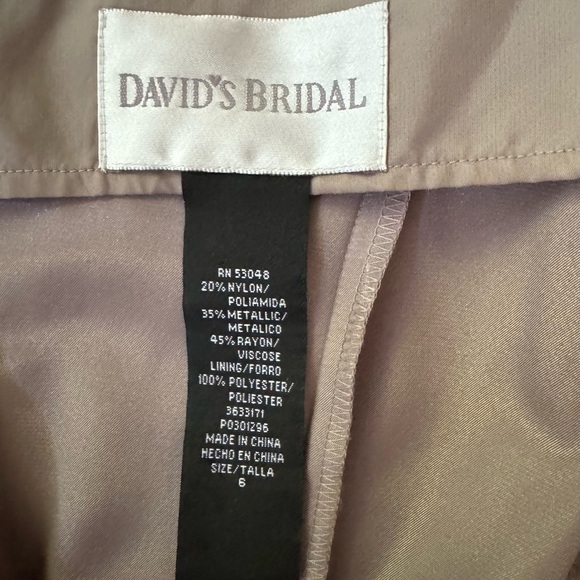 Gorgeous David's Bridal Metallic Gold Lace Overlay Dress - Picture 6 of 13